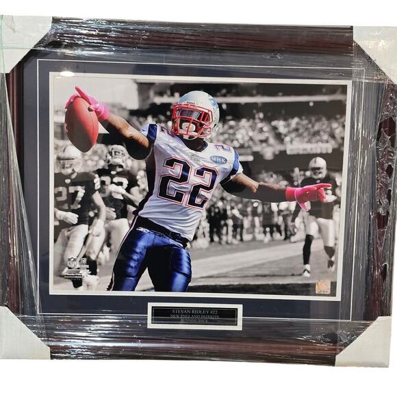 NFL Patriots Wood Framed Stevan Ridley PhotoNew England Running Back Pose #2